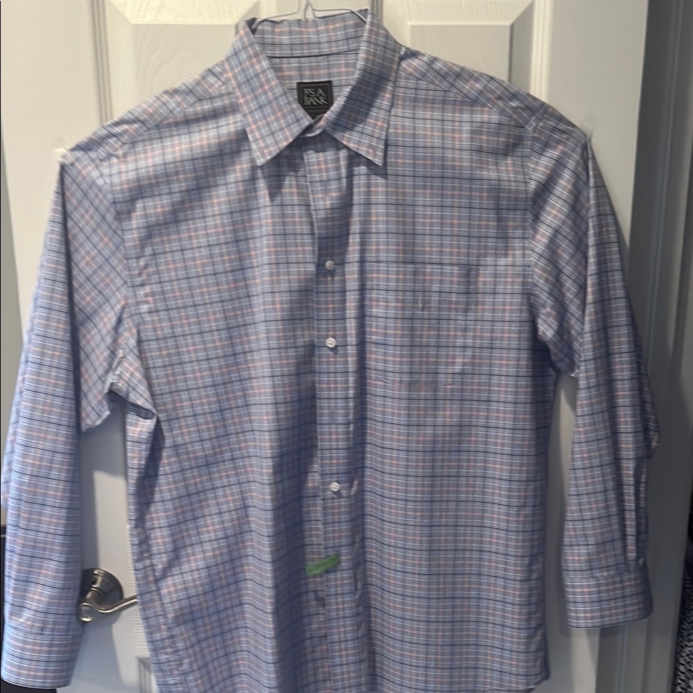 Joseph A. Banks Men's Blue Plaid Shirt